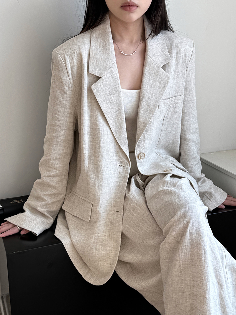 Linen Pant Wide - Осенние комплекты блейзеров из высококачественного льняного