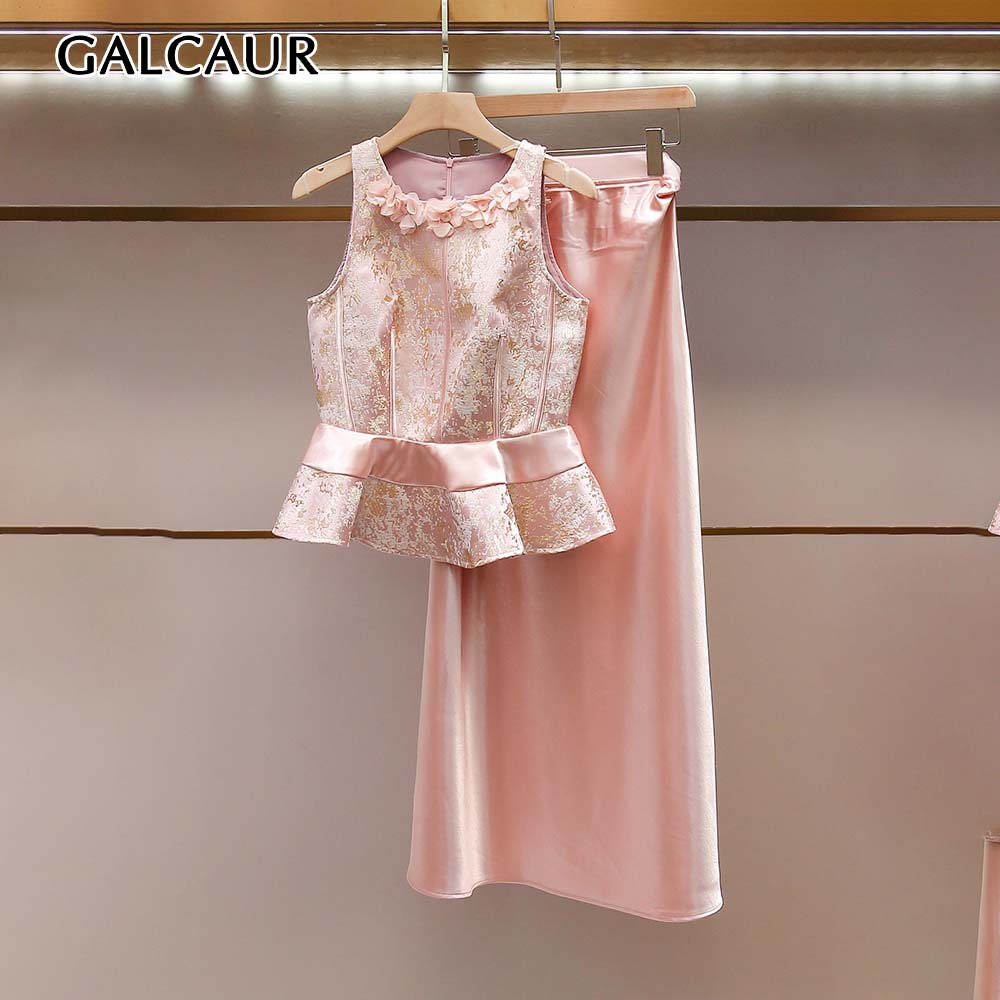 Midi Skirt Floral - Комплект GALCAUR: топ без рукавов с