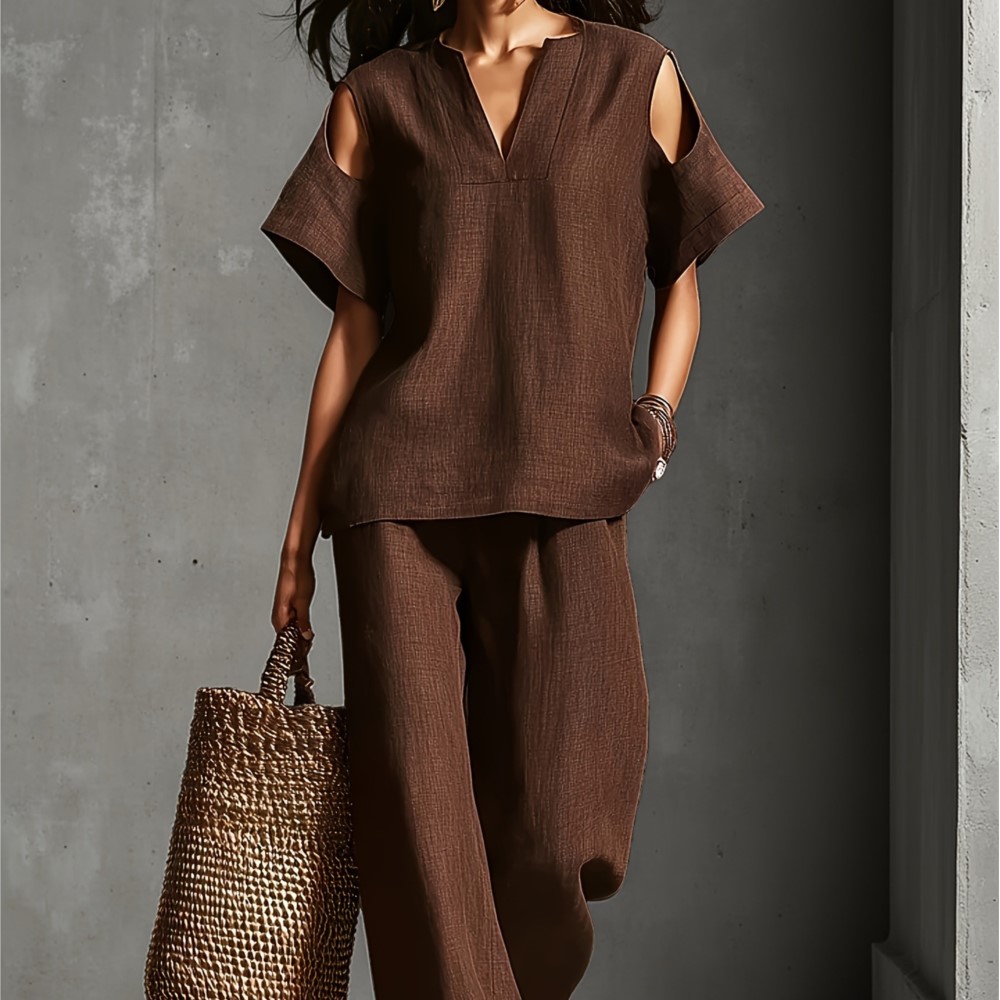 Женский однотонный льняной ком – обзор и цена Linen Pant Wide
